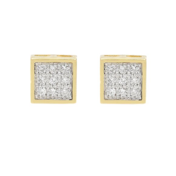 14k Small Square Diamond Earrings Lab Diamonds Studs Real 14k Gold - Picture 6 of 6
